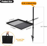 Folding Swivel Campfire Grill Heavy Duty Steel Grate with Carrying Bag for Outdoor Open Flame Cooking From Redcamp