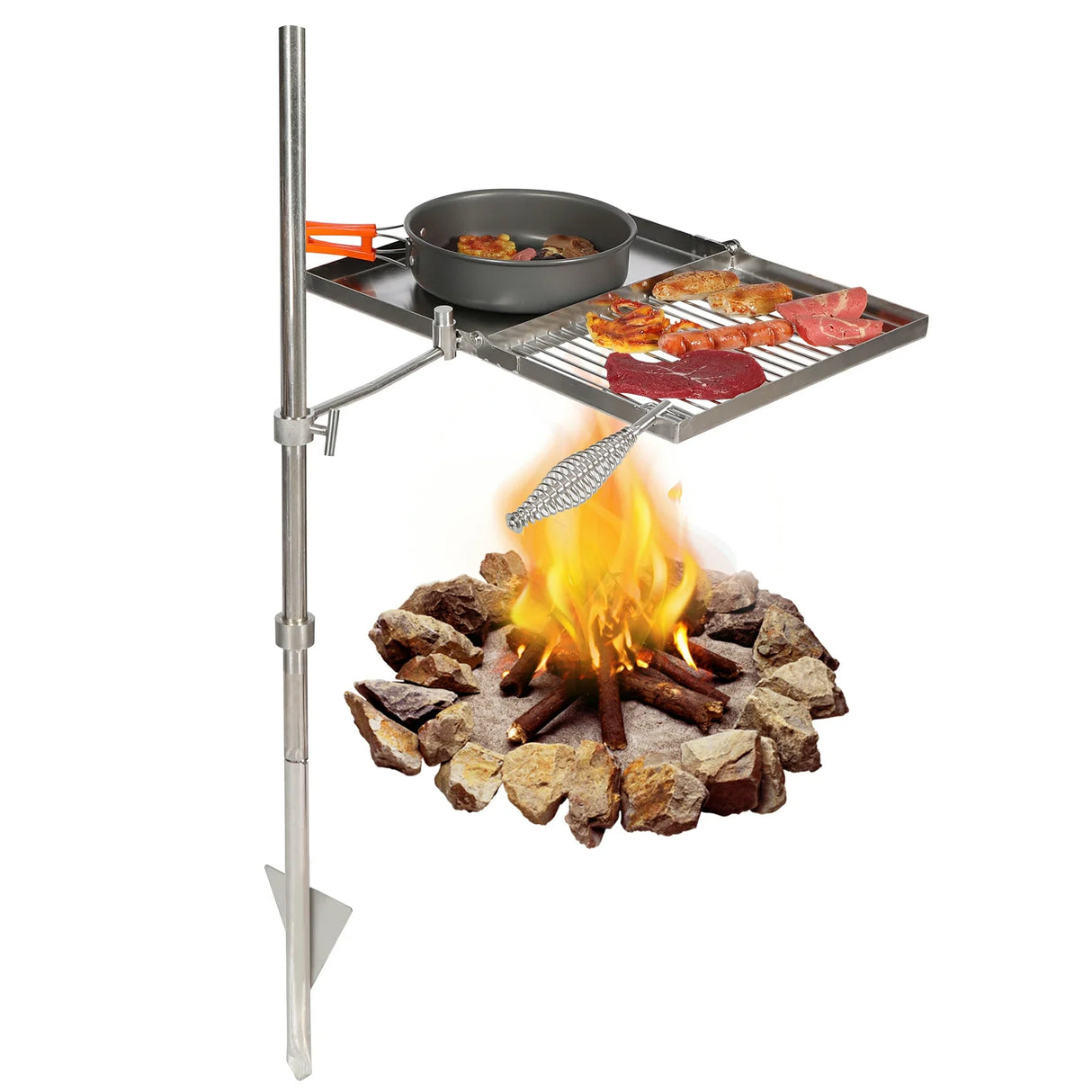 Folding Swivel Campfire Grill Heavy Duty Steel Grate with Carrying Bag for Outdoor Open Flame Cooking From Redcamp