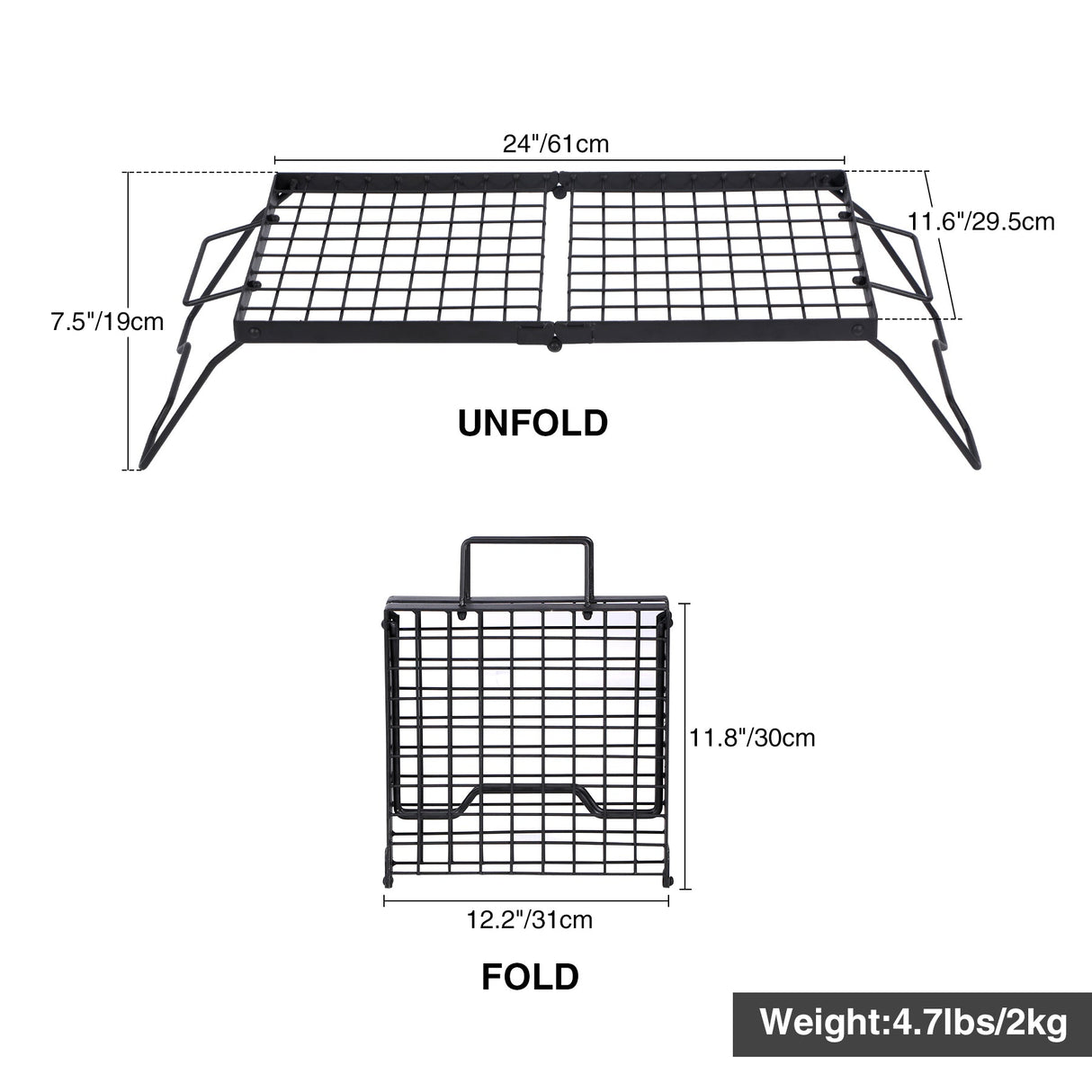 Portable Heavy Duty Folding Steel Campfire Grill Grate for Outdoor Cooking, Black From Redcamp