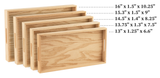 Oak Wood Nested Serving Trays  Five Piece Set of Rectangular Quality Wooden Trays with Cut Out Handles from Hammont