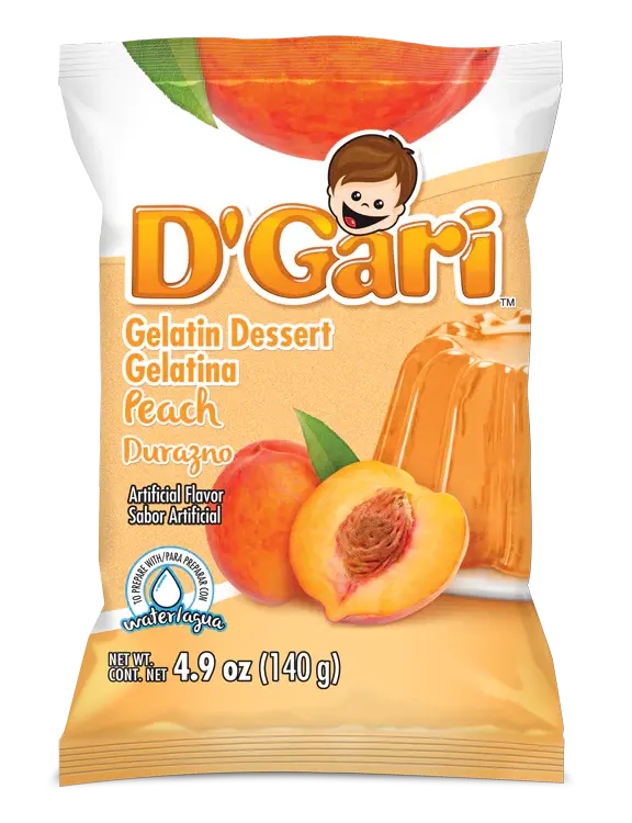 D'Gari Gelatin Peach Water 24 units (4.2 oz/unit) From Mexmax INC.
