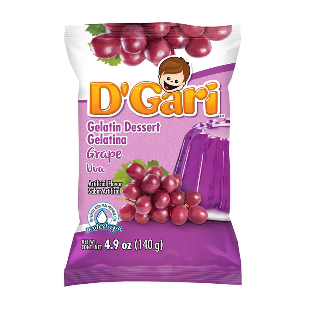D'Gari Gelatin Grape Water 24 units (4.2 oz/unit) From Mexmax INC.