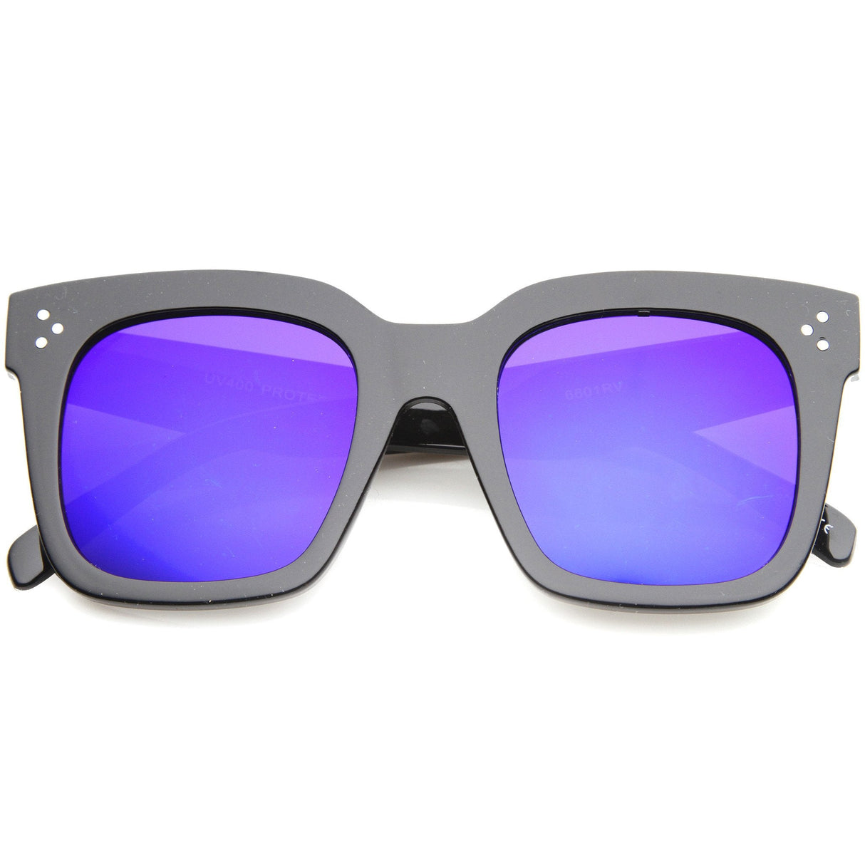Bold Oversize Flat Mirror Lens Square Frame Horn Rimmed Sunglasses 50mm - A100 from zeroUV