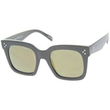 Bold Oversize Flat Mirror Lens Square Frame Horn Rimmed Sunglasses 50mm - A100 from zeroUV