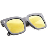 Bold Oversize Flat Mirror Lens Square Frame Horn Rimmed Sunglasses 50mm - A100 from zeroUV
