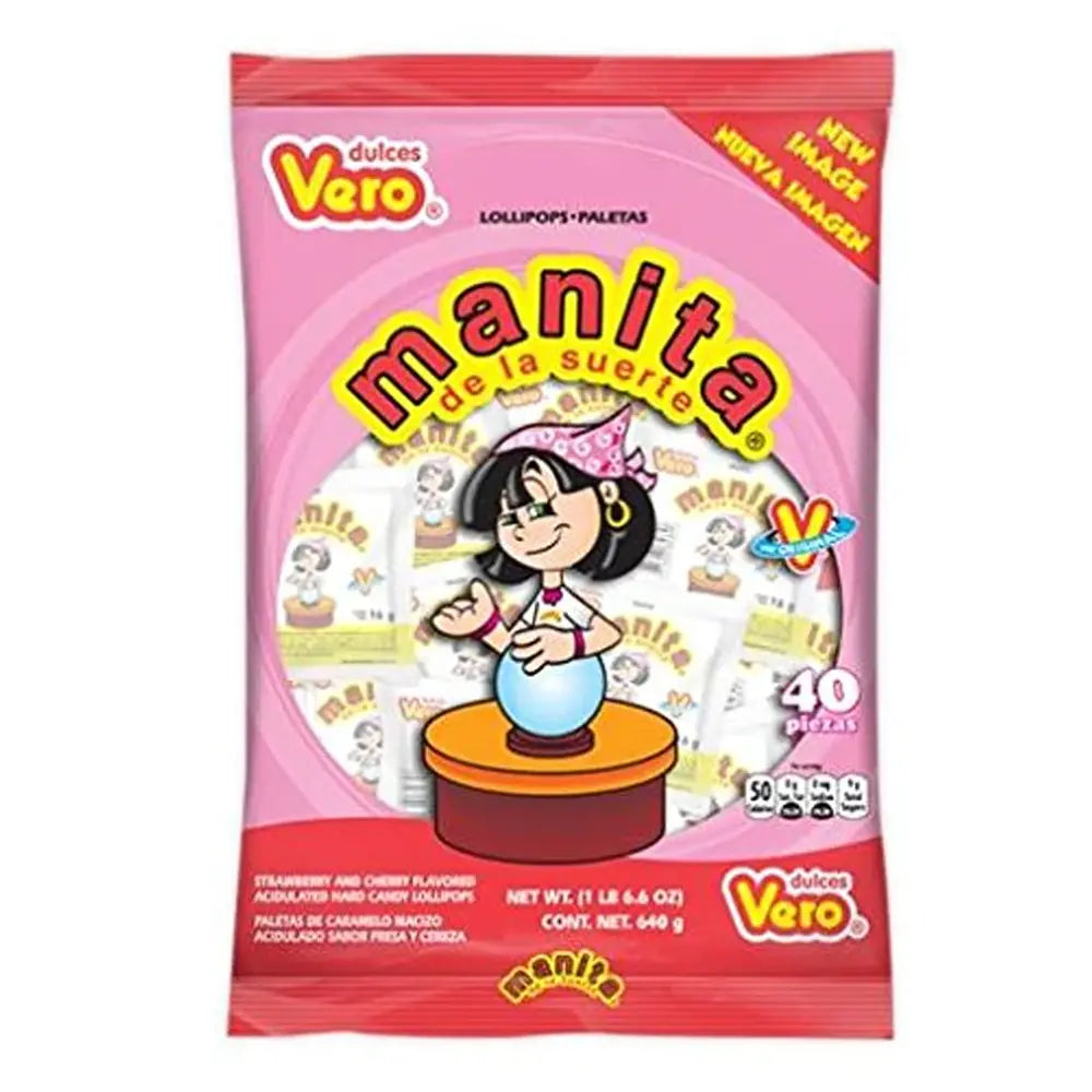 Vero Manita Suerte Lollipop 40 ct 7 pack from Mexmax INC.