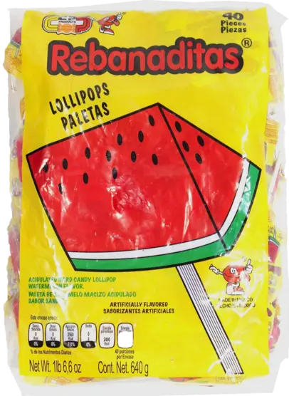 Rebanaditas No Chile Lollipops 40 ct 12 pack from Mexmax INC.