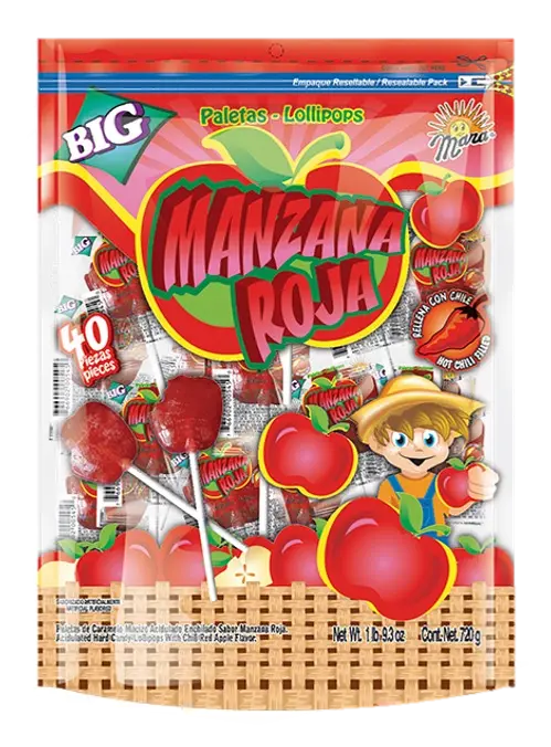 Mara Manzana Roja Rellena Lollipops 8 pack 40 ct each from Mexmax INC.