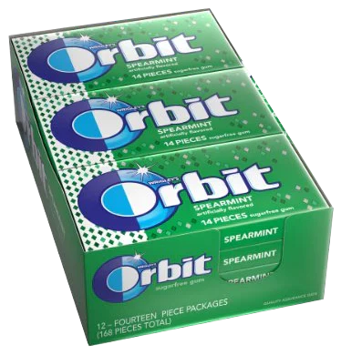 Orbit Gum Spearmint 12 units (14 pc/unit) From Mexmax INC.