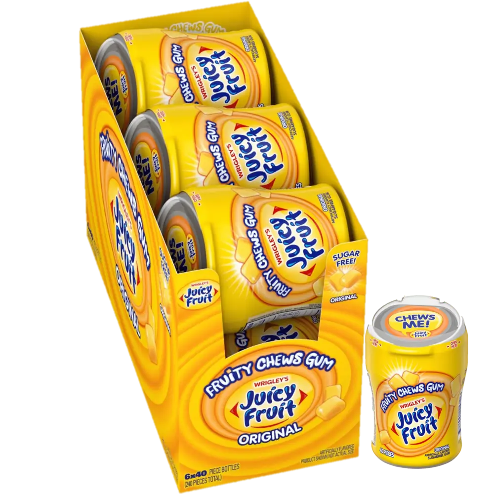 Wrigley Juicy Fruit Gum Bottle 6 units (40 Pc/unit) From Mexmax INC.
