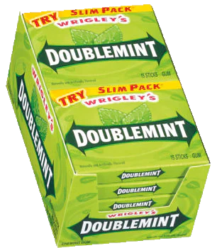 Wrigleys Gum Doublemint Green 10 units (15 pc/unit) From Mexmax INC.