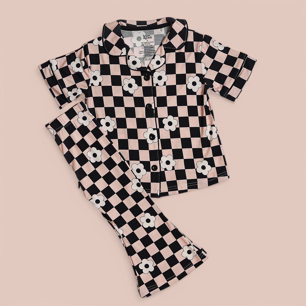 RETRO DAISY CHECKS SHORT SLEEVE DREAM GIRL'S FLARE SET from DREAM BIG LITTLE CO