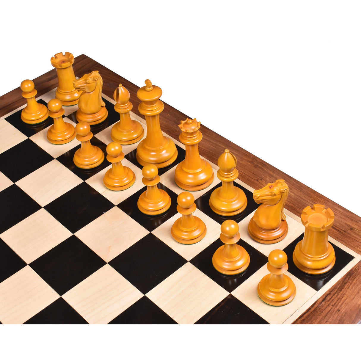 Leuchars Cook Staunton Chess Set- Chess Pieces Only - Ebony Wood & Antiqued Boxwood - 4.5" From Royal Chess Mall