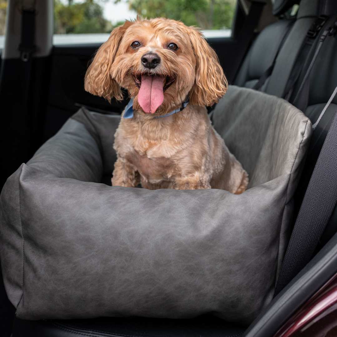 PupProtector™ Faux Leather Memory Foam Dog Car Bed - Slate Gray From Paw.com