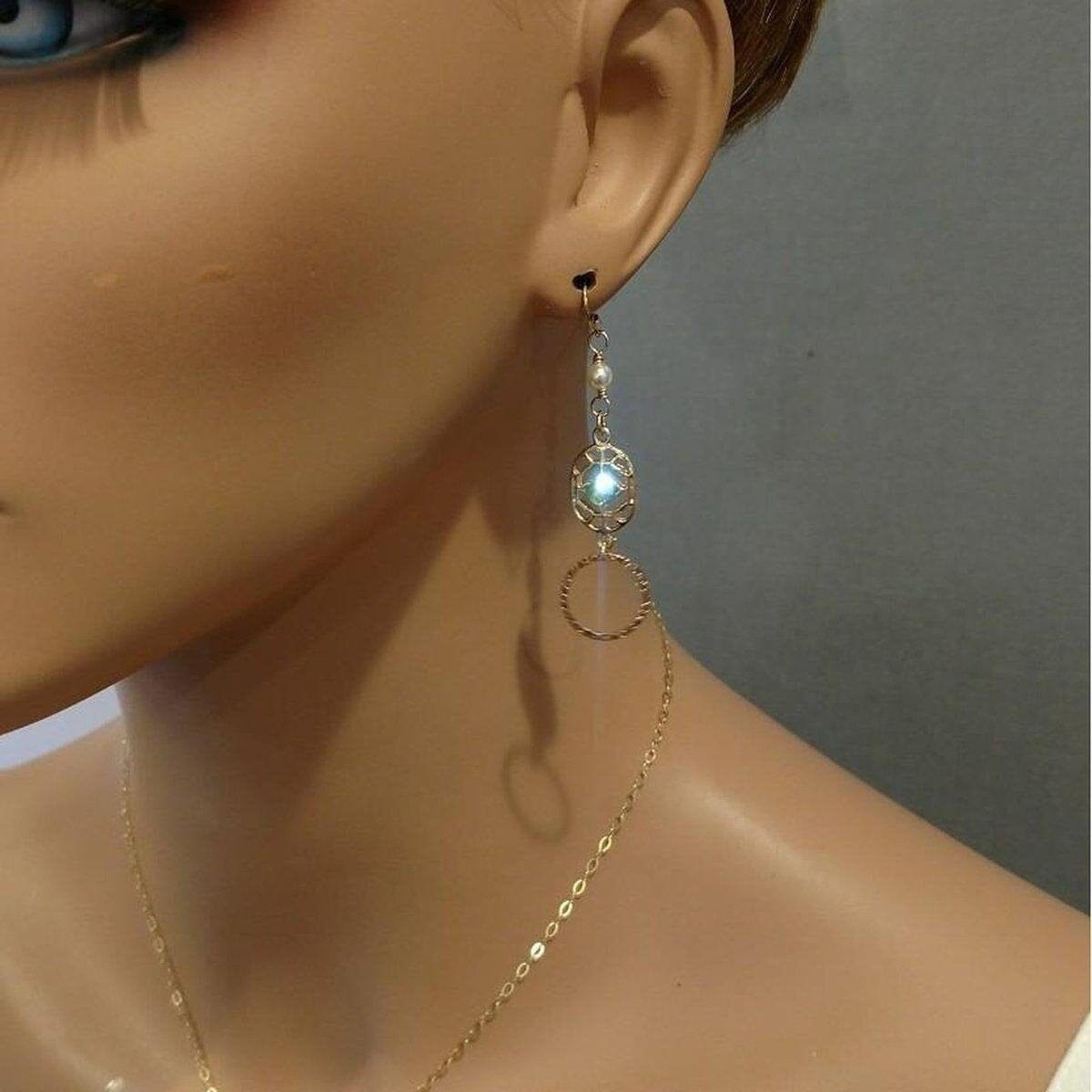 14 KT Gold Filled Green Crystal Hammered Circle Filigree Earrings from Alexa Martha Designs