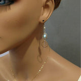 14 KT Gold Filled Green Crystal Hammered Circle Filigree Earrings from Alexa Martha Designs