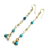 14 KT Gold Filled Wire Wrapped Long Turquoise Pearl Dangle Earrings from Alexa Martha Designs