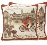 Tache Flowers of Florence Italy Skyline European Postcard Woven Tapestry Throw Pillow Cover (14003) from Tache Home Fashion