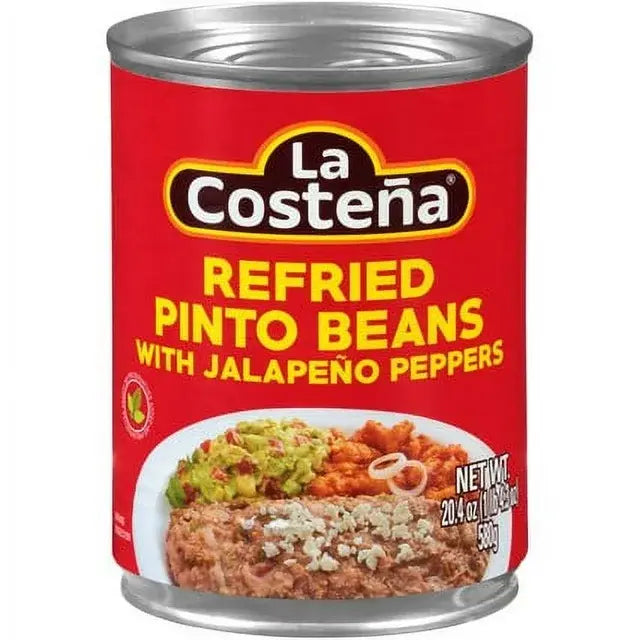 La Coste? Refried Pinto Beans with Jalapeno Peppers 12 units of 20.4oz cans from Mexmax INC.