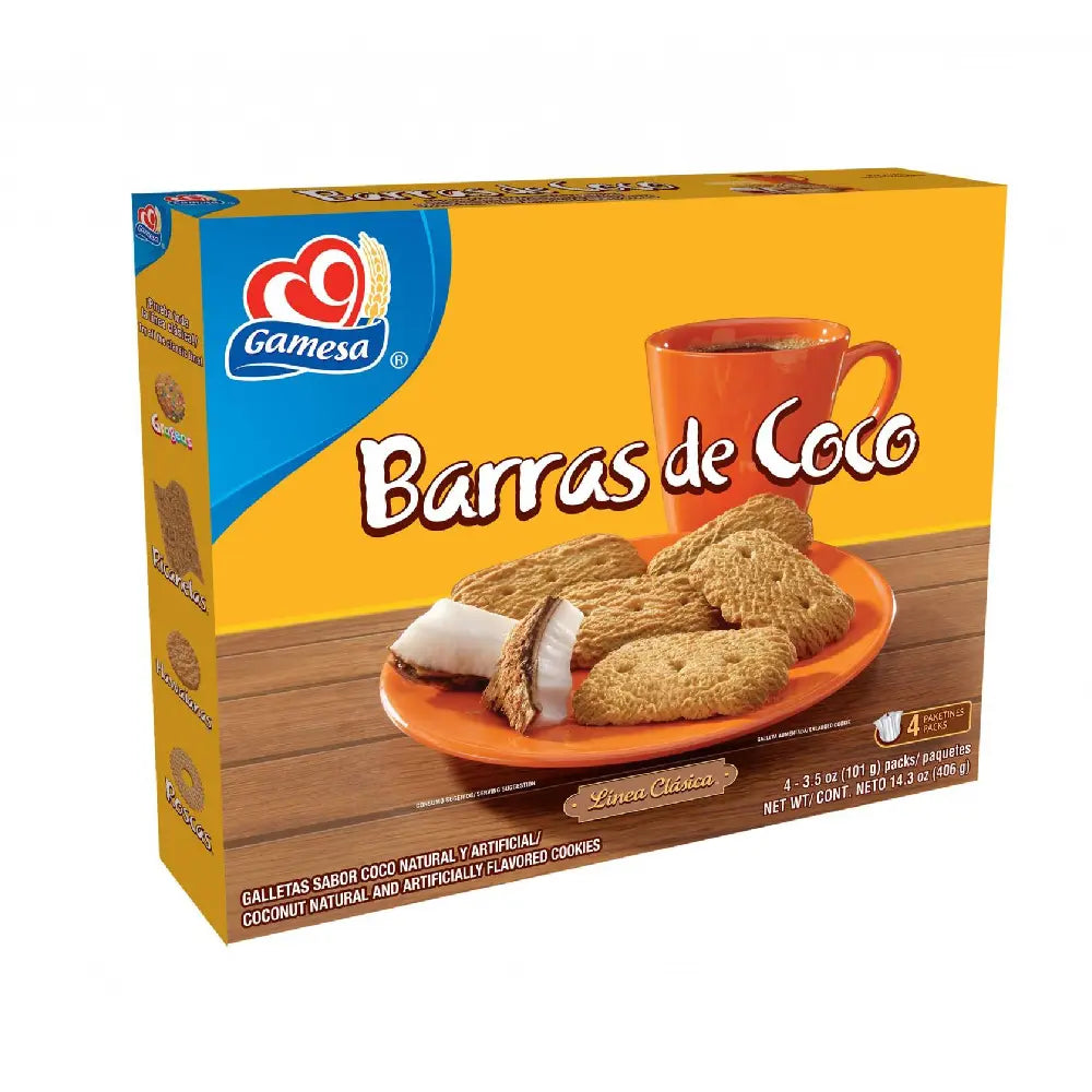 Gamesa Barras de Coco (Classic Line) 12 packs (4 ct/box) from Mexmax INC.