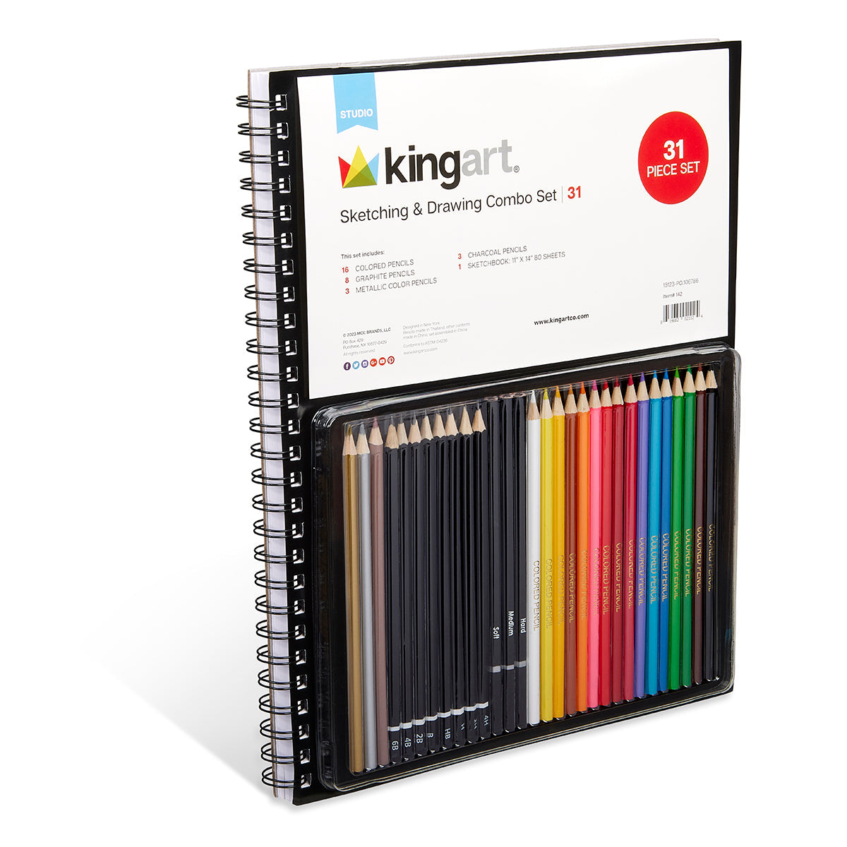 Sketch & Draw Combo, Hardcover Book & 30 pc Pencil Set from KINGART
