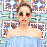 Vintage Steampunk Inspired Round Horned Rim Frame Sunglasses 8591 from zeroUV