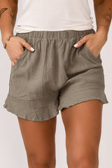 Katie High Waist Pocketed Ruffle Shorts From Threaded Pear