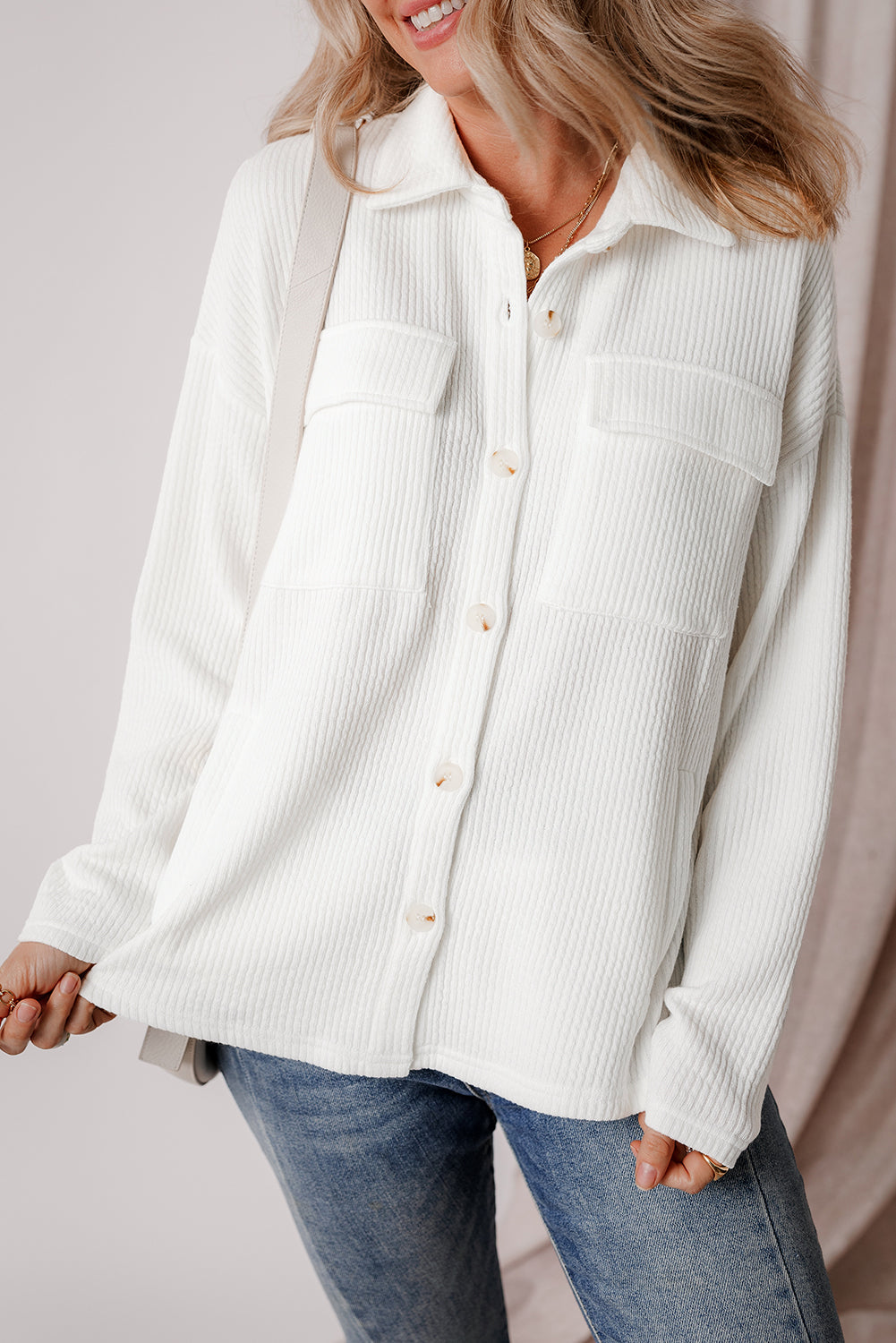 Lilith Corduroy Buttoned Long Sleeve Jacket from Threaded Pear