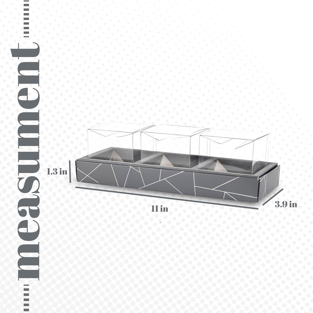 3 Square Shaped Clear Boxes With Rectangle Tray Gray from Hammont