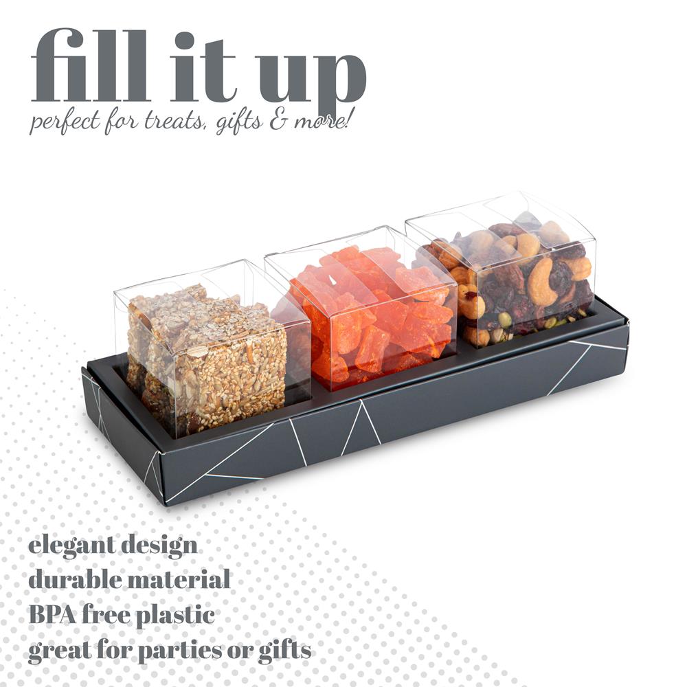 3 Square Shaped Clear Boxes With Rectangle Tray Gray from Hammont