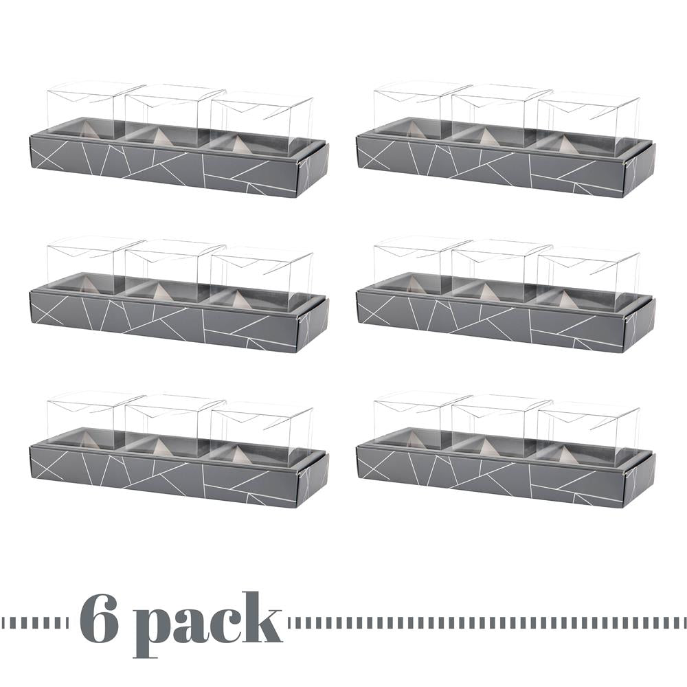3 Square Shaped Clear Boxes With Rectangle Tray Gray from Hammont