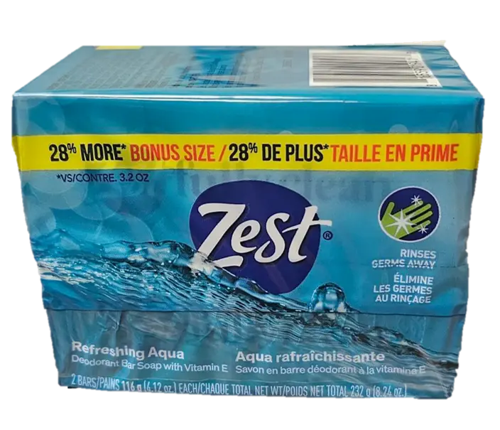 Zest Aqua Bar Soap 2pk 4.12 oz From Mexmax INC.
