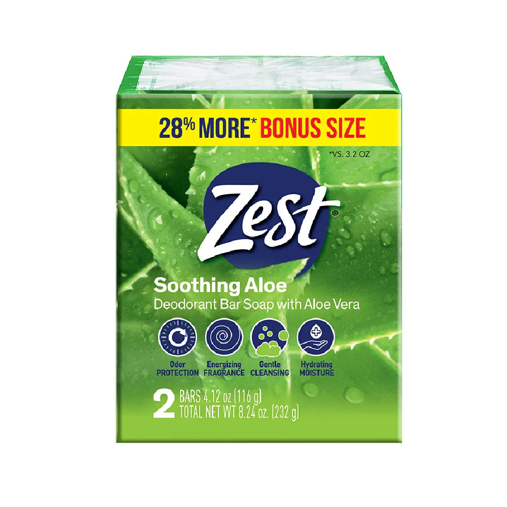 Zest Fresh Aloe Bar Soap 2pk 4.12 oz From Mexmax INC.