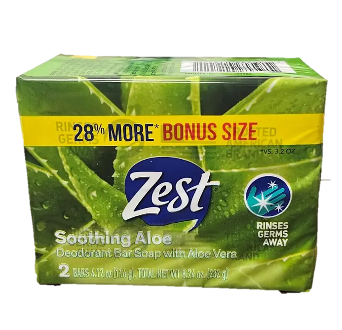 Zest Fresh Aloe Bar Soap 2pk 4.12 oz From Mexmax INC.