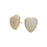 14K Gold Plated CZ Stone Paved Heart Stud Earrings from Madeline Love