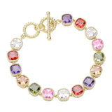 14K Gold Plated Square CZ Stone Link Evening Toggle Bracelet from Madeline Love