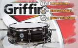 Deluxe Snare Drum by GRIFFIN - 14" x 5.5" Poplar Wood Shell with Zebra PVC Glossy Finish from GeekStands