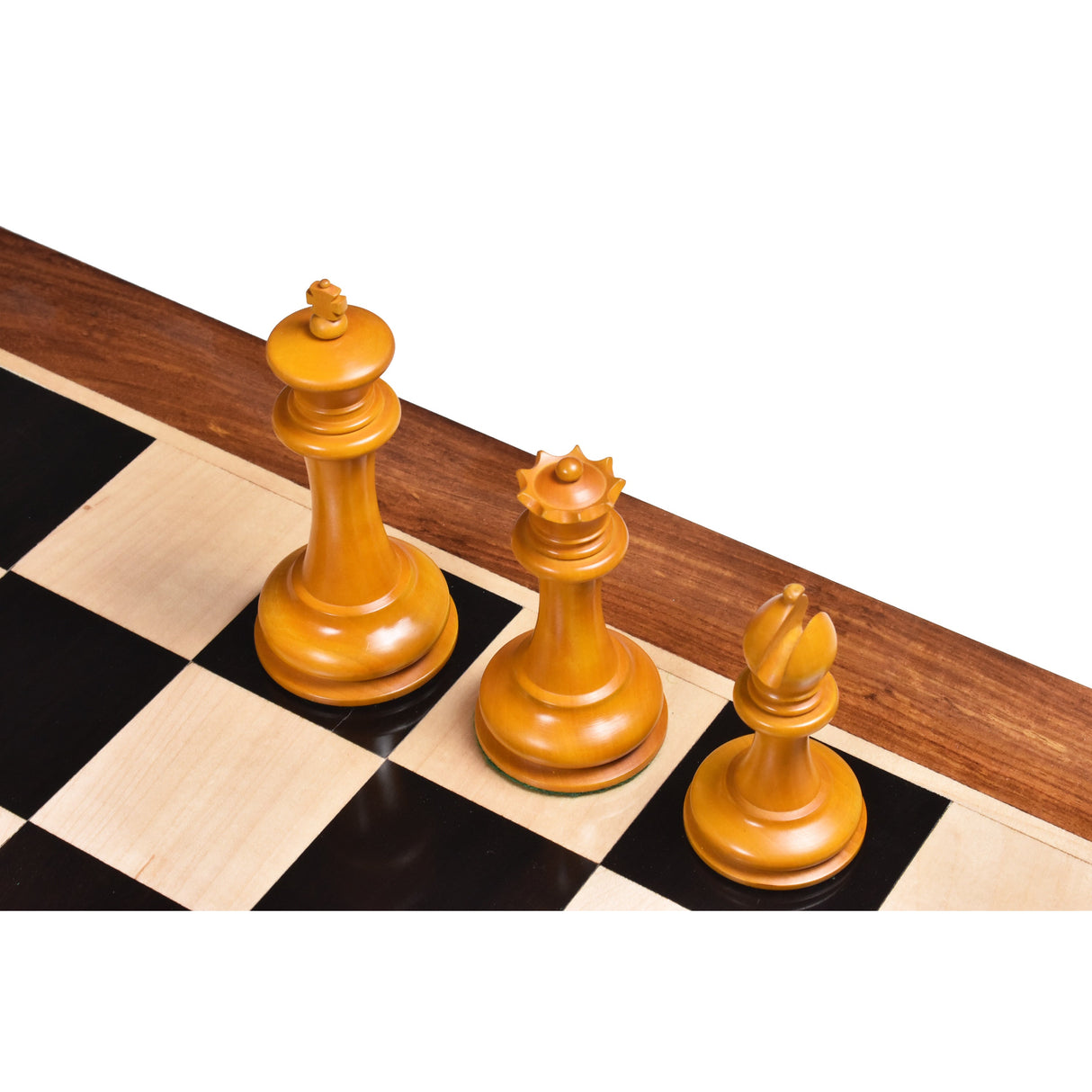 Leuchars Cook Staunton Chess Set- Chess Pieces Only - Ebony Wood & Antiqued Boxwood - 4.5" From Royal Chess Mall
