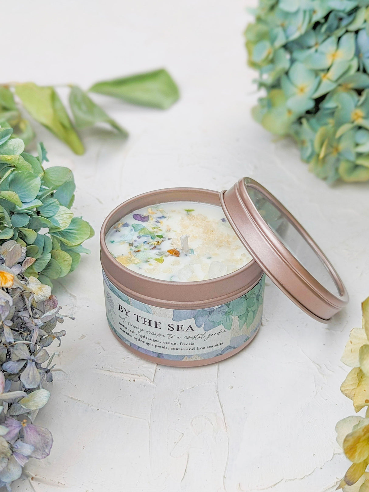 BY THE SEA Hydrangea Sea Salt Candle from Ash & Rose
