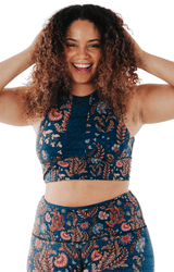 Free Range Sports Bra - Festival Denim from Yoga Democracy