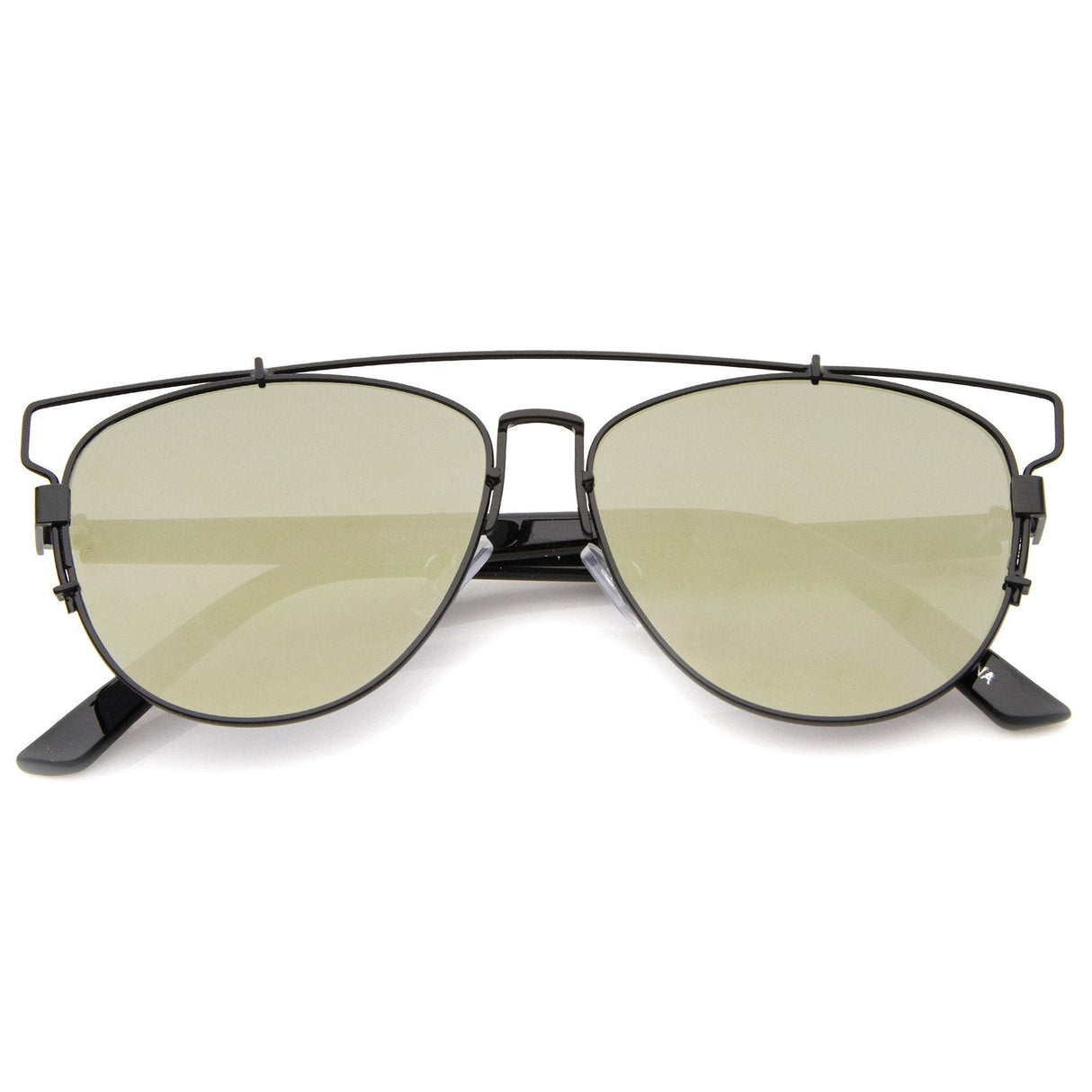 Modern Metal Crossbar Mirrored Lens Flat Front Sunglasses A145 from zeroUV
