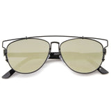 Modern Metal Crossbar Mirrored Lens Flat Front Sunglasses A145 from zeroUV