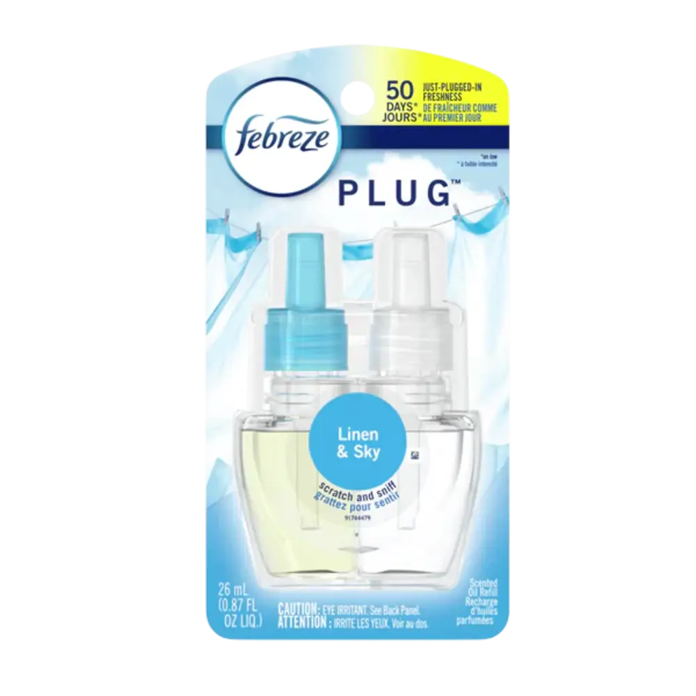 Febreze Odor Eliminating Air Plug Refill Linen Sky 8 units (26 mL/unit) From Mexmax INC.