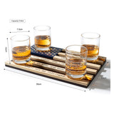 2nd Amendment American Flag Whiskey Glasses, Set of 4 Hand Blown Old Fashioned Whiskey Rocks Glasses, Wood Flag Tray with Patriots Gun Rights Law & Military Gift Set from The Wine Savant