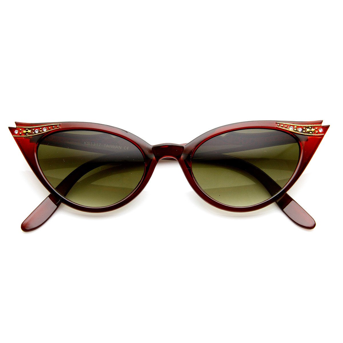 Elegant 50s Vintage Womens Fashion Rhinestone Cat Eye Sunglasses 8433 from zeroUV