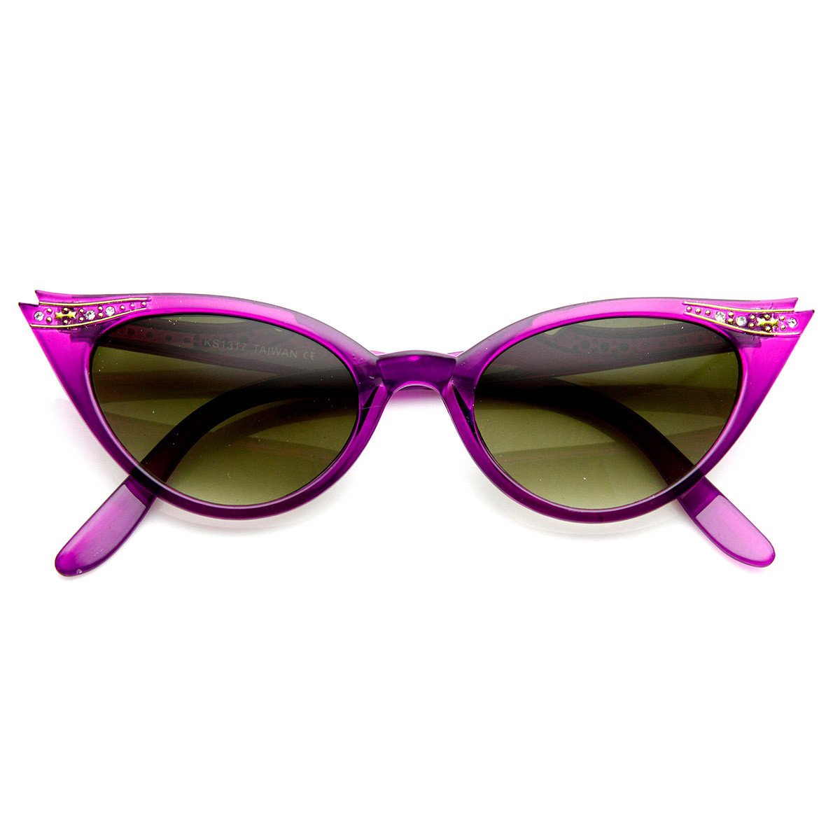 Elegant 50s Vintage Womens Fashion Rhinestone Cat Eye Sunglasses 8433 from zeroUV