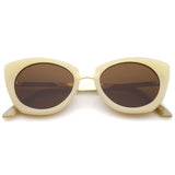 Women's Bold Round Metal Temple Cat Eye Sunglasses A526 from zeroUV
