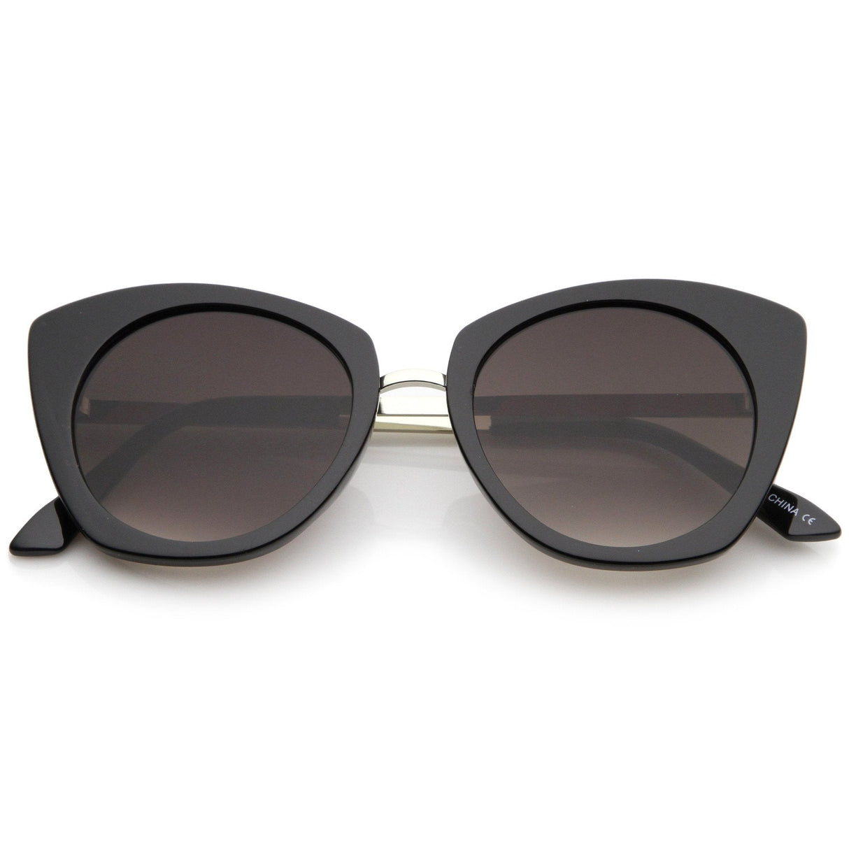 Women's Bold Round Metal Temple Cat Eye Sunglasses A526 from zeroUV