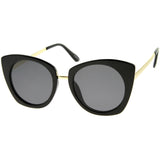 Women's Bold Round Metal Temple Cat Eye Sunglasses A526 from zeroUV