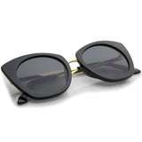Women's Bold Round Metal Temple Cat Eye Sunglasses A526 from zeroUV